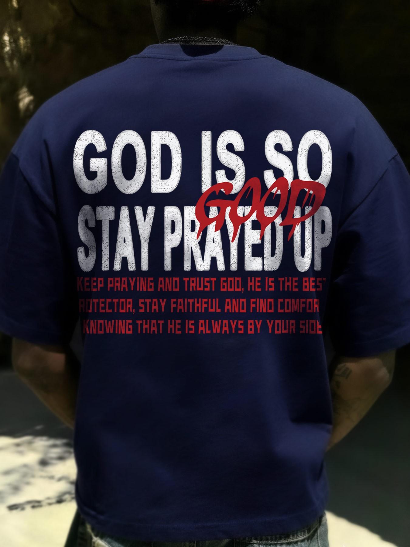 God Is so Good Faith Theme Print American Retro Style Short Sleeve T-Shirt, Casual Loose-Fitting Apparel, Without Collar and Button