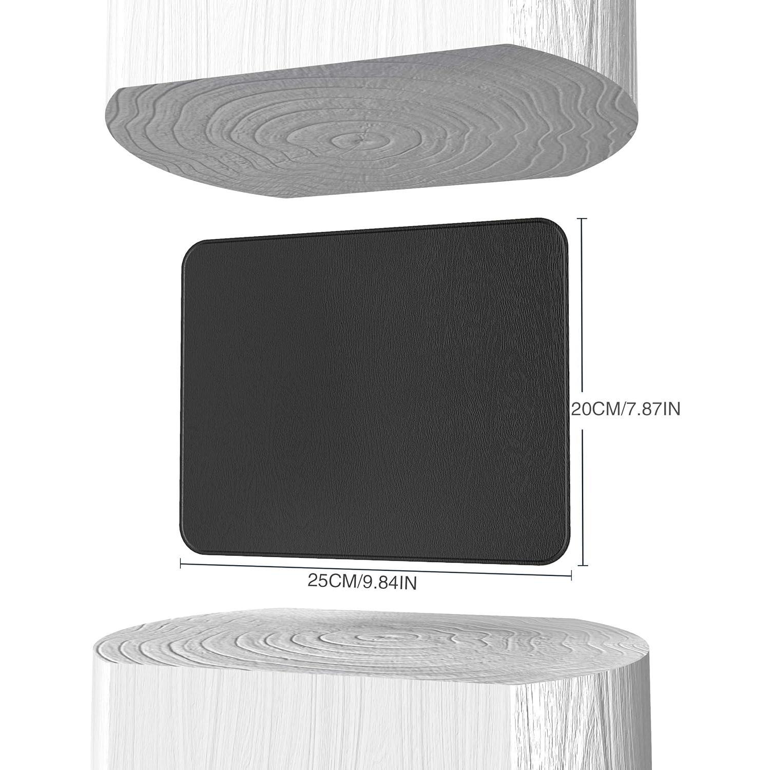 Hard  Pad,Ultra Thin -Textured PU Leather  Mat, Non-Slip Rubber Base Mousepad for Office//Gaming (Black)