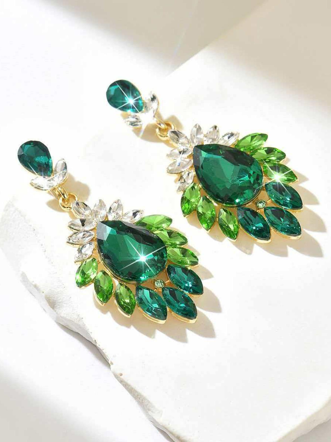 Luxury Crystal Statement Earrings, Bling Drop Dangle Rhinestone Earrings, Vintage Elegant Party Wedding Prom Jewelry for Women, Gift Idea