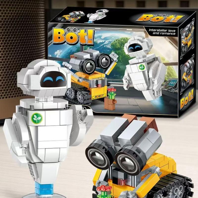 2-Pack New Edition Cute Mini Robot Building Blocks 3D Model Kit, Healing Adorable Toy Decor for Desk, Birthday Gift Idea