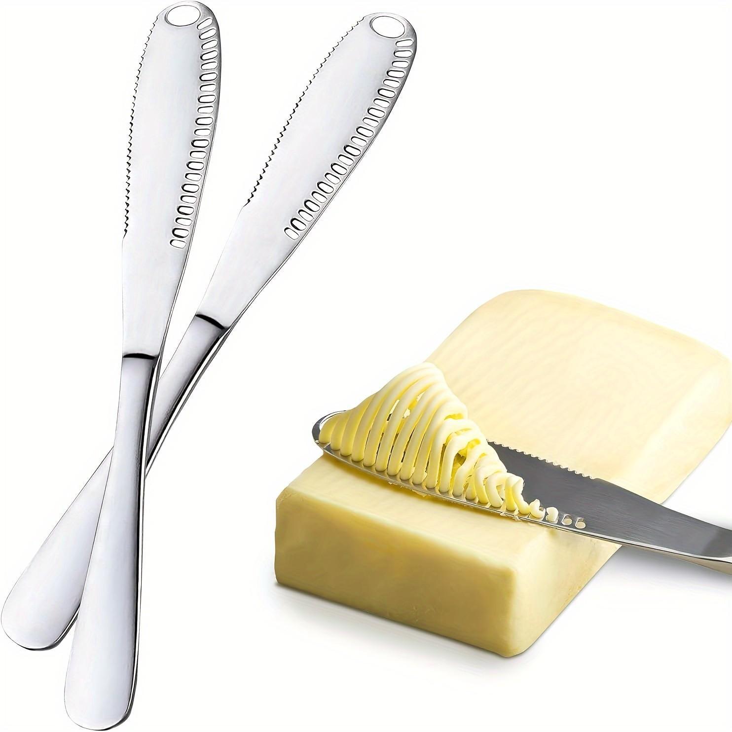 304 Stainless Steel Multi-Functional Butter Knife with Holes, Cheese Cream Spreader, Bread Jam Sawtooth Butter Knife