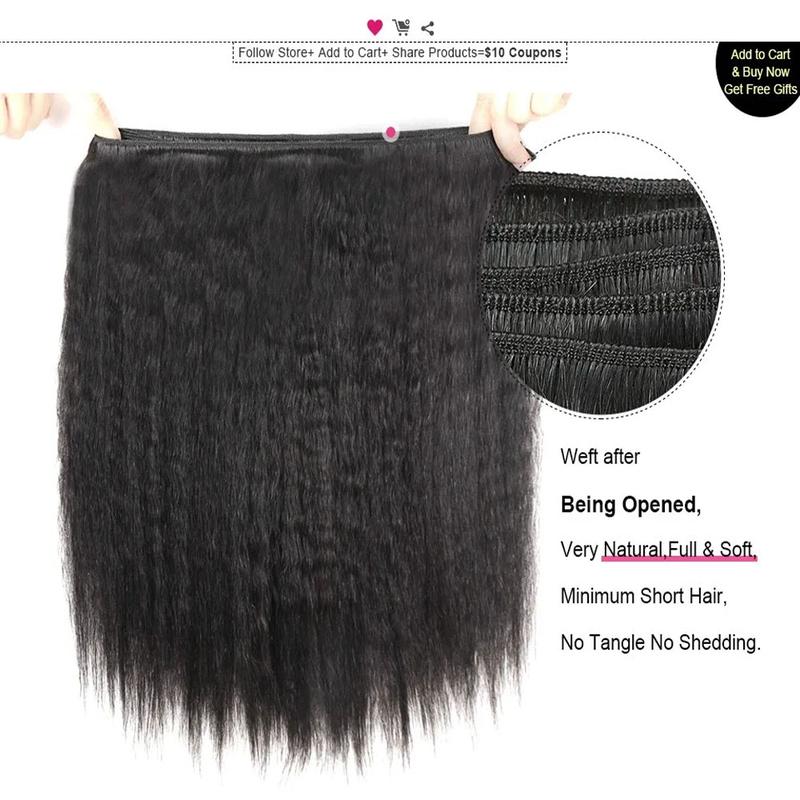 Msgem Hair 15A Kinky Straight 100% Human Hair Bundles Peruvian Raw Virgin Hair 12-32 Inch Yaki Straight 1 Bundles Lot Weave Hair Extensions