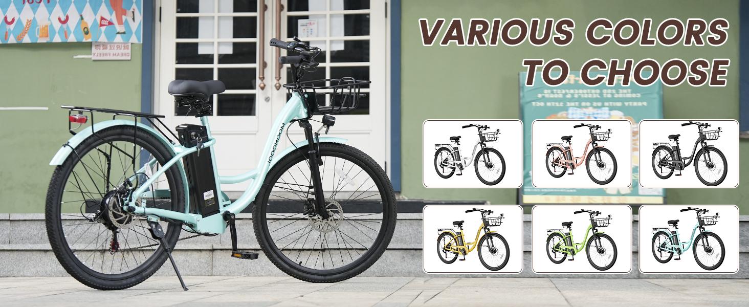 MOONCOOL Electric Bike for Adults, 700W Peak Power City Cruiser Ebike, 40 Miles 20MPH Electric Bicycle with 36V 10.4Ah Removable Battery, 7-Speed and Shock Absorber Electric Commuter Bike