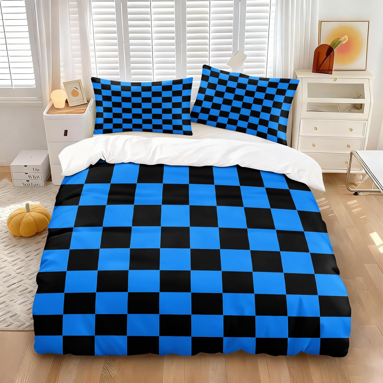 2/3 Pcs Classic Plaid Print Duvet Cover Set, Simple Modern Bedding Set, Soft Microfiber with HD Digital Print and Zipper Closure, Wrinkle Resistant, Perfect for Bedroom, Dorm and Guest Room Decor, All Season Use - No Filling