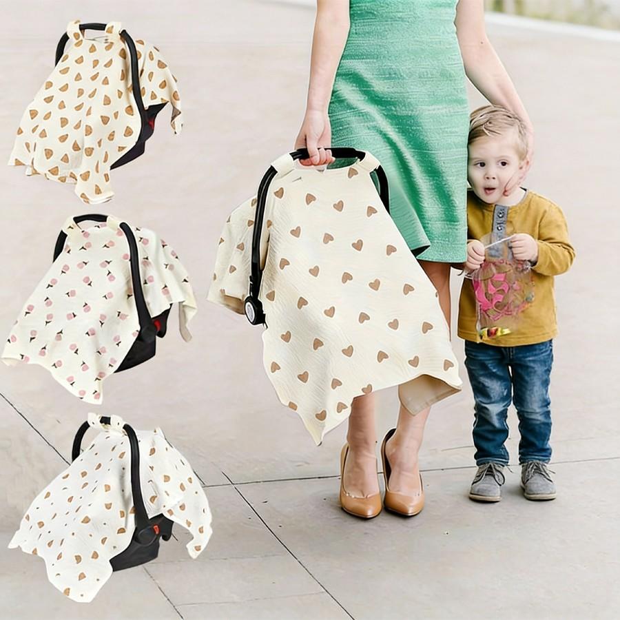 Baby Stroller Sunshade Cover, Cute Cartoon Print, Breathable Mesh, UV Protection, Windproof, Mosquito Repellent, Multi-Scene Use