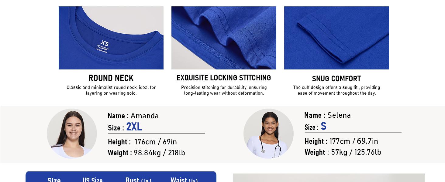 COZYFIT Underscrub Long Sleeve Women - Scrubs Undershirts for Nurse with Soft Fabric, Crew Neck Tee SpringStatements