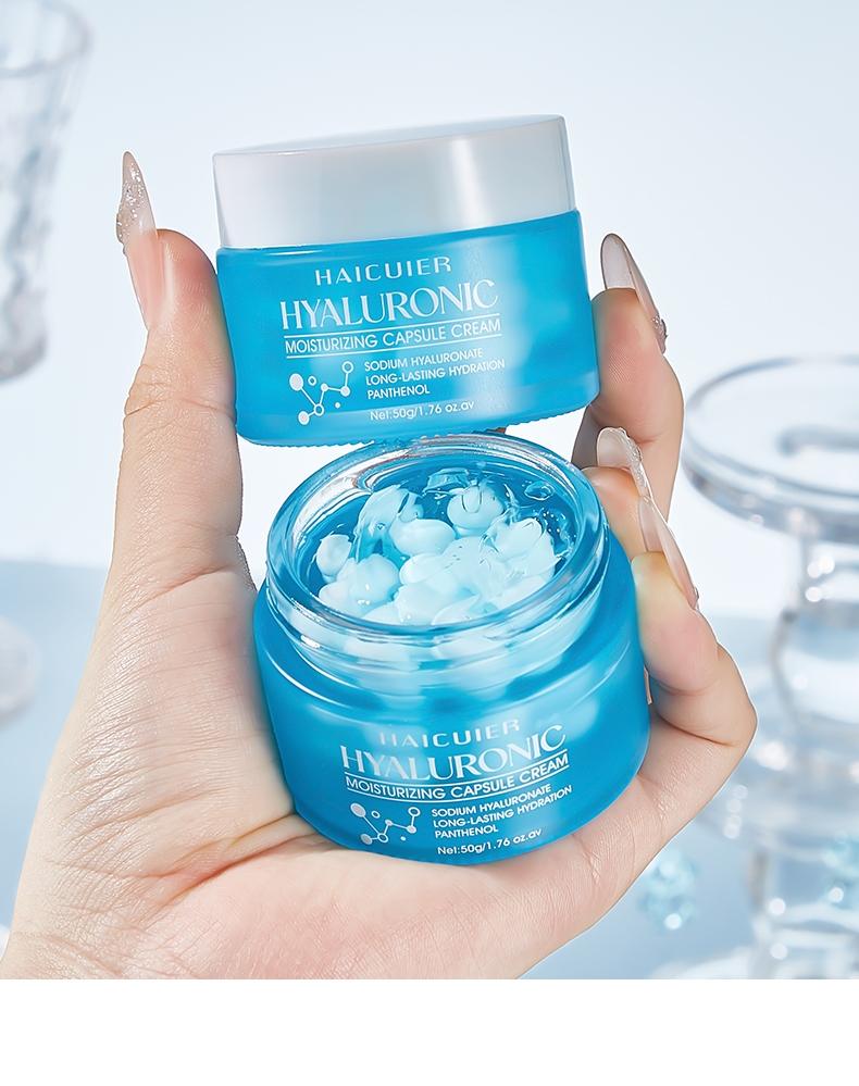 Hyaluronic Acid Moisturizing Blue Capsule Face Cream, Deep Hydration, Brightening, Smooths Dry Skin, Ideal Gift for Mother's Day