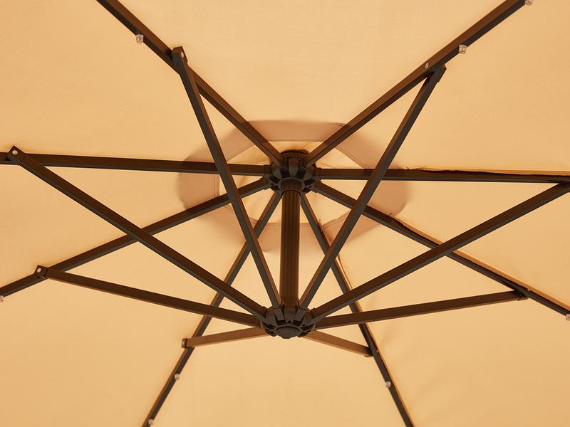 Erommy 10ft Solar Lighted Patio Umbrella with Base Included, Outdoor Offset Cantilever Umbrella, Infinite Tilt, UV Protection for Backyard, Lawn, Garden & Pool