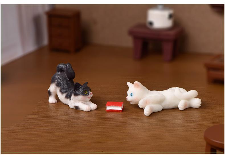 1pc Resin Cats Ornament Kitten Figurine Animal Miniature Fairy Garden Doll House Decoration DIY Micro Landscape Home Decor