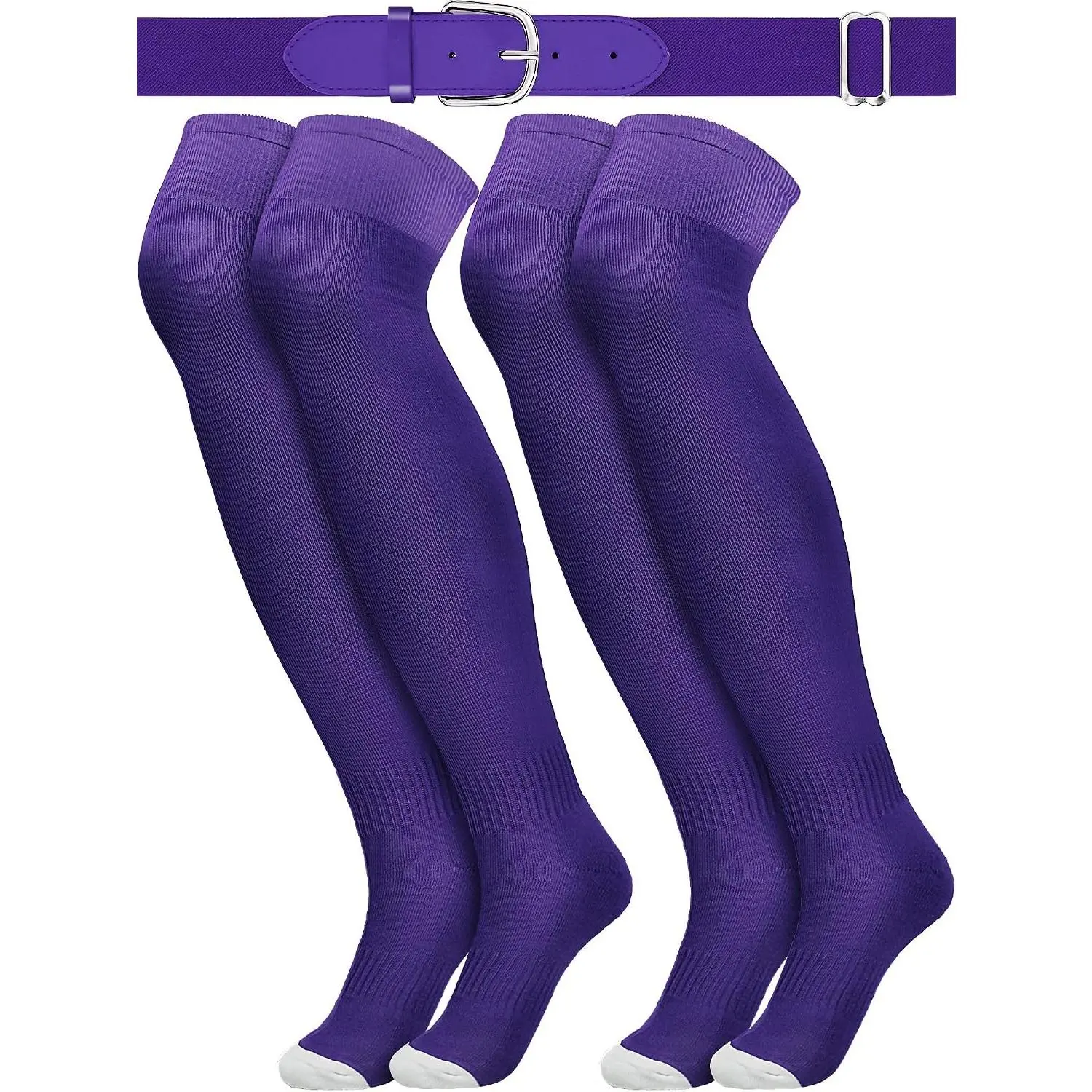 3 Pcs Baseball Belt and Socks Combo Youth Over Knee Sock Men's Baseball Belts Stockings Softball Belt