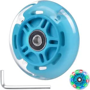 1-Pack 80mm Light Up Scooter Wheel Rear Colorful Led Flashing Replacement Wheel for 3-Wheeled Kid Scooter (Blue)
