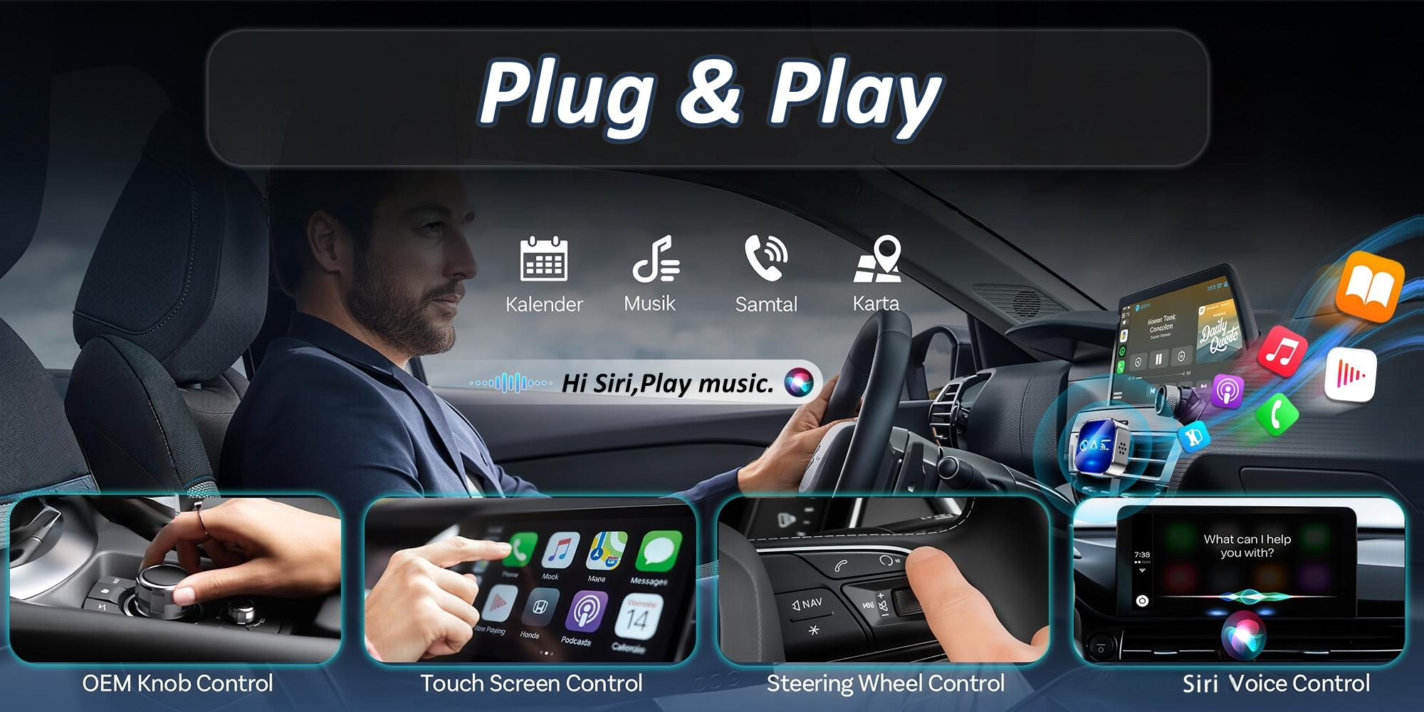 Wireless CarPlay Adapter for iPhone & Android, 2.4G+5G Dual Band BT5.0 CarPlay Dongle, Plug & Play Auto Reconnect, USB/Type-C Dual Port, Mirror Link for Wired CarPlay Carsy Cars for iPhone and Android
