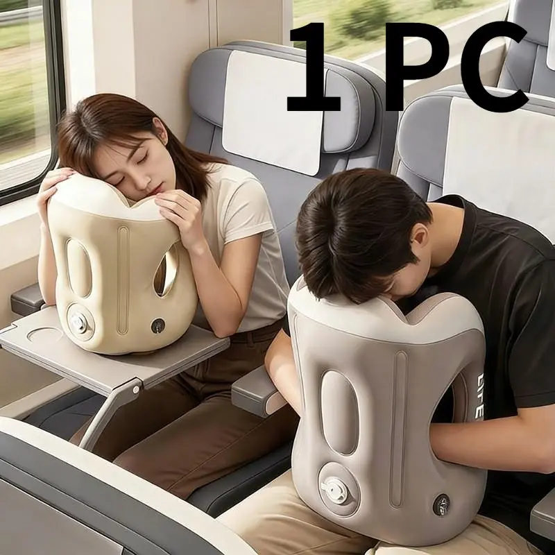 Portable Inflatable Travel Pillow with Armrests and Support, Ideal for Workplace, Office Naps, Travel, and Desk Sleep, Comfortable and Convenient Design