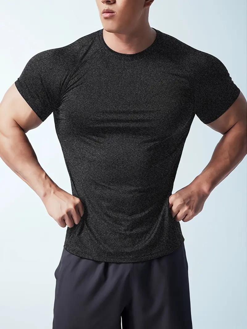 Summer Men's Sports Cationic Quick-Dry Tight-Fitting Round-Neck Stretch Casual Sports T-Shirt