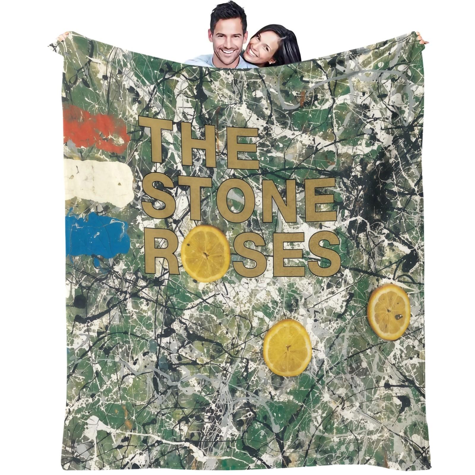 The Stone Roses Throw Blanket, 90s Britpop Indie Rock Band Cozy Fleece Blanket, Retro Music Album Cover Themed Blanket for Sofa Bed, Perfect Gift for Music Lovers & Rock Fans