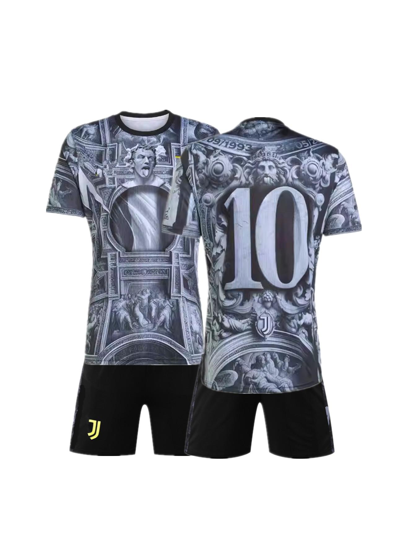 Sports Set, Juventus Football, Boys Girls Casual Training Clothes, Short Sleeve Shirt and Shorts, All Seasons