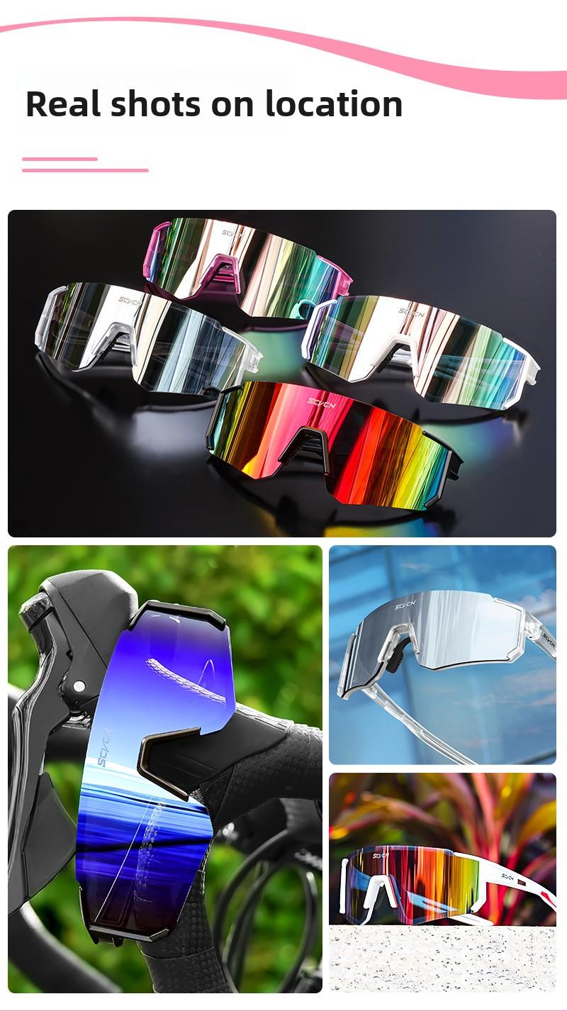 SCVCN Colorful Sports Glasses Windproof Cycling Glasses Sports Sunglasses Outdoor Running Light proof Glasses Off road Climbing Glasses, UV400+UV resistant Suitable for Climbing Cycling Climbing Running Fishing, Lightweight Material HD Vision
