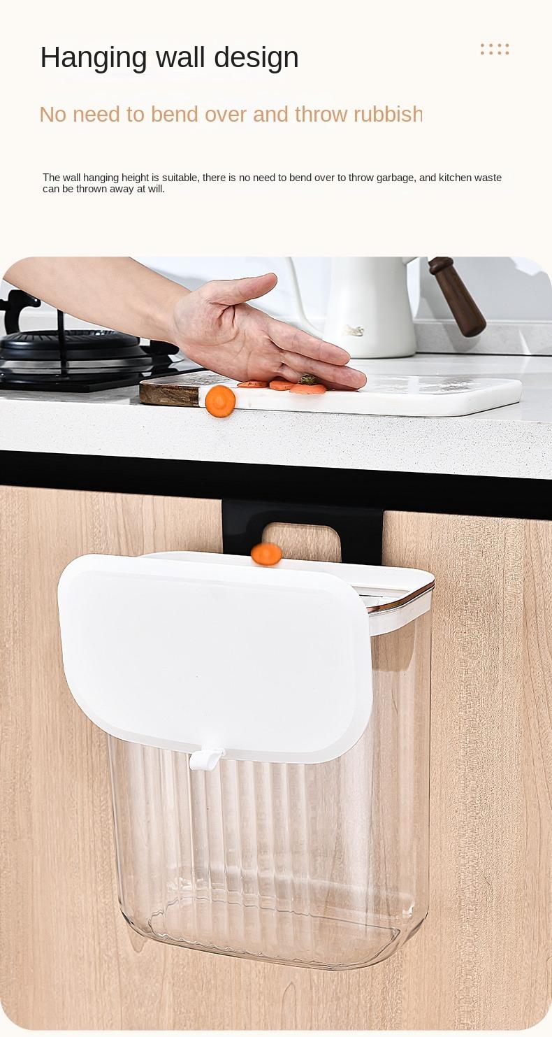 UFORU Transparent Wall-mounted Kitchen Waste Bin with Cover ,Compatible with Countertops, Cabinets, Bathrooms, Bedrooms & Indoor Use,Home Decoration Household Items Box