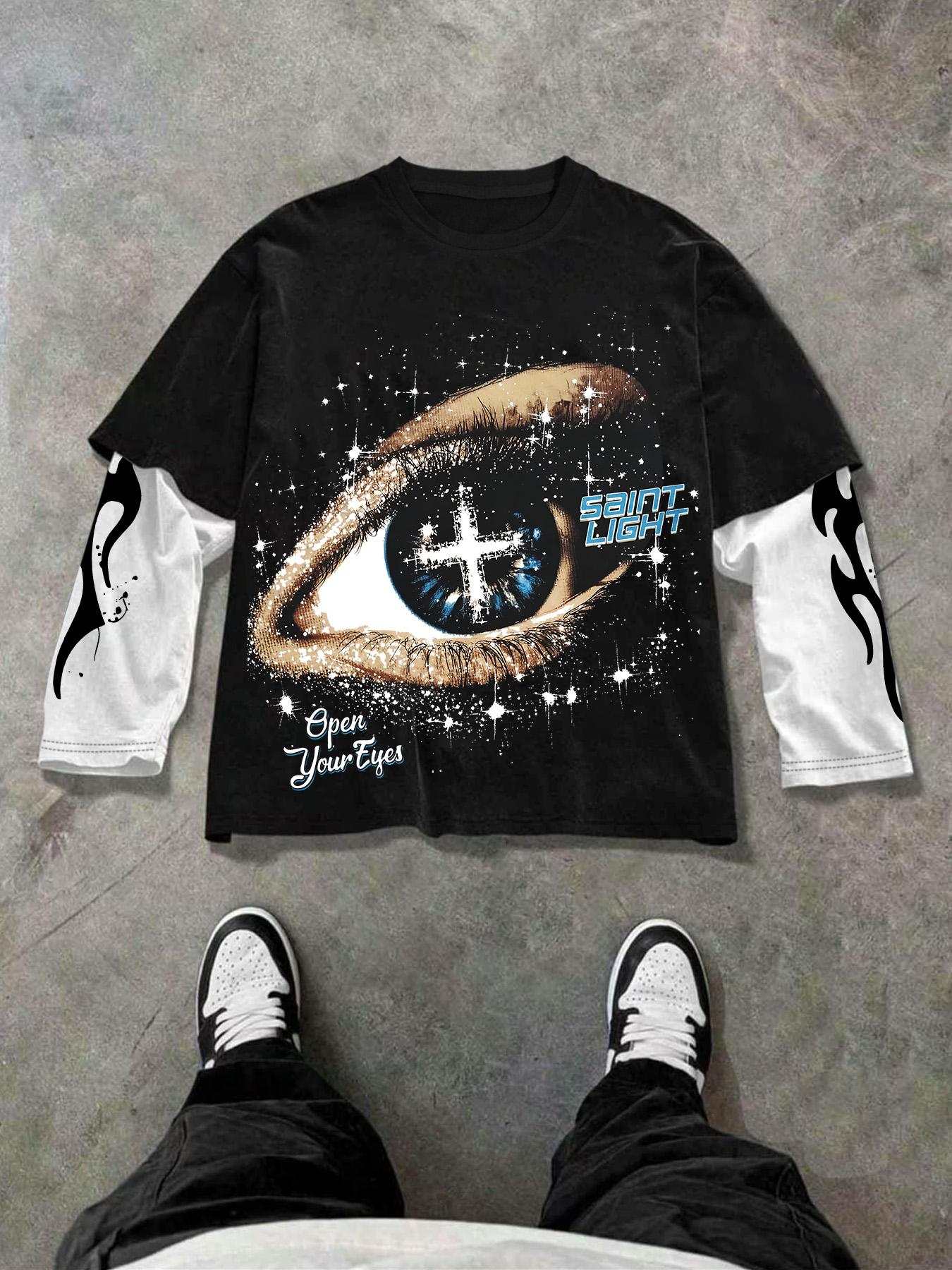 Trendy Short Sleeve & Patchwork Long Sleeve Tee Set, Street Style Fashion, Unique Layered Design, Perfect for Trendsetters