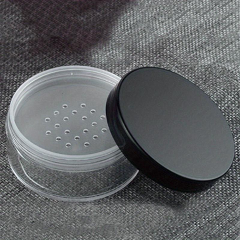 50g Plastic Loose Powder Jar With Sifter Empty Cosmetic Container Black Matte Cap Makeup Compact Portable Loose Powder Box