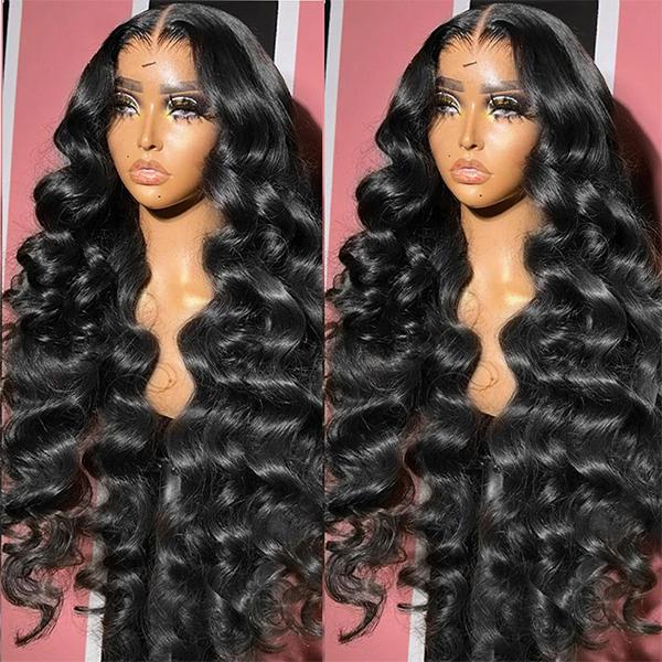 Ama 5x5 Glueless Loose Deep Wave Lace Closure Wig 180 Density 13x4 Pre Plucked Lace Front Human Hair Wigs For Women