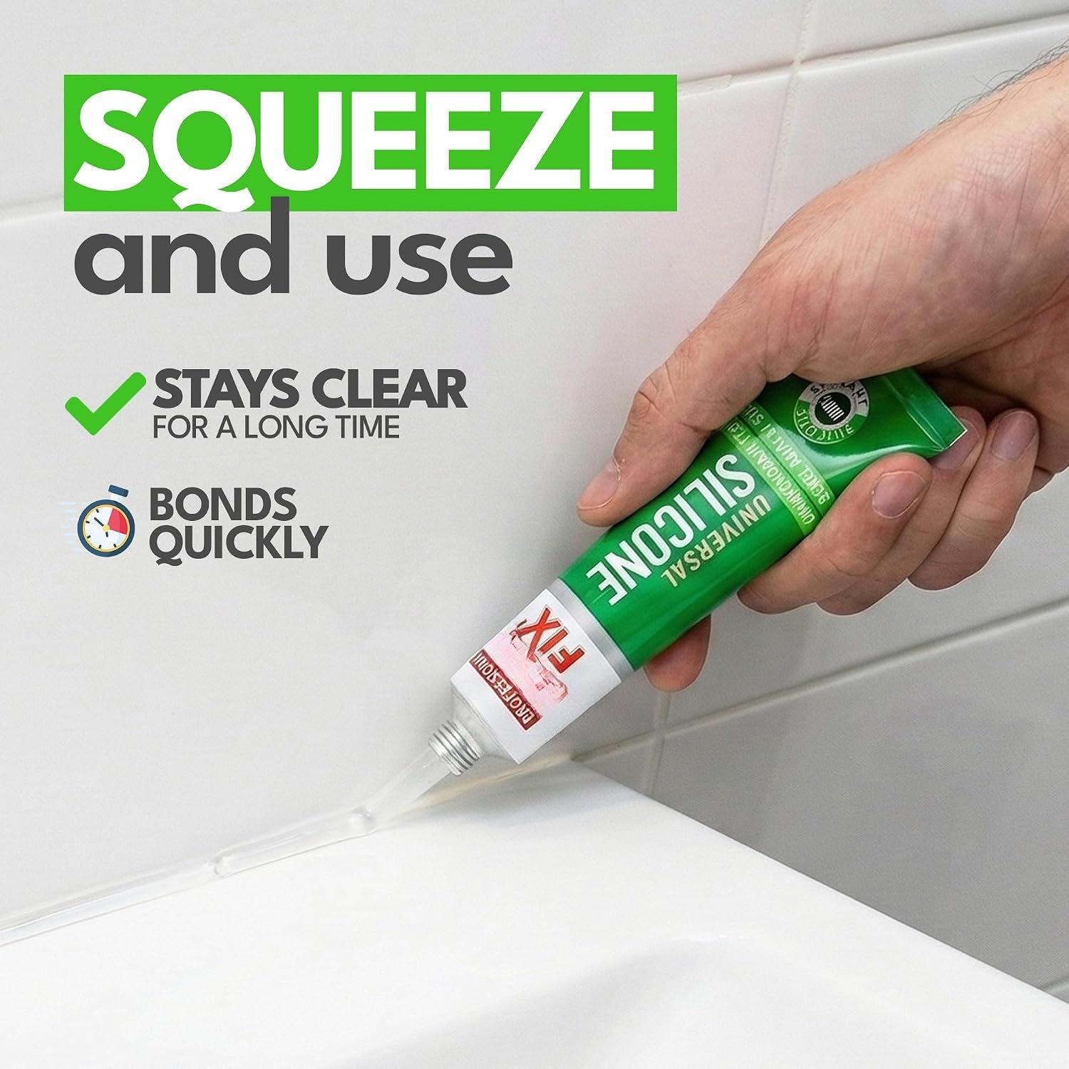 Clear Caulk - Easy Squeeze Caulking Tube, Sealant for , Kitchen, Bathroom, Sink, Windows - Multi Purpose & - 1.7 fl. oz (Clear) Clear Caulk - Easy Squeeze Caulking Tube, Sealant for , Kitchen, Bathroom, Sink, Windows - Multi Purpose & - 1.7 fl. oz (Clear)