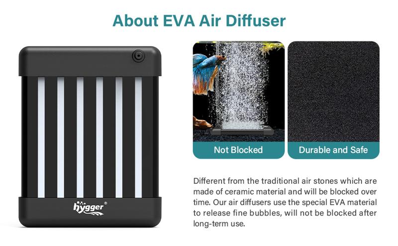 hygger aquarium bubble tube Non-Clogging Fish Tank Bubbler, Aquarium Air Stone with Special EVA Material, Air Bubbler for Nano Air Pump Fish Tank Small Bucket and Hydroponics