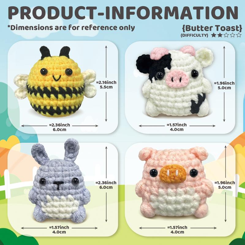 Animal Design Amigurumi Crochet Kit, 1 Set Cute Crochet Kit for Beginners, Knitted Animal Kit with Crochet Hooks, Creative Gift for Festival & Birthday Party