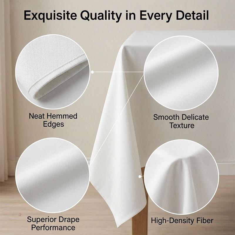 1 Pack 100% Polyester Rectangle Tablecloth, Solid, Wrinkle & Stain Resistant, Easy Clean, Fast Dry, Smooth Edge, Good Drape