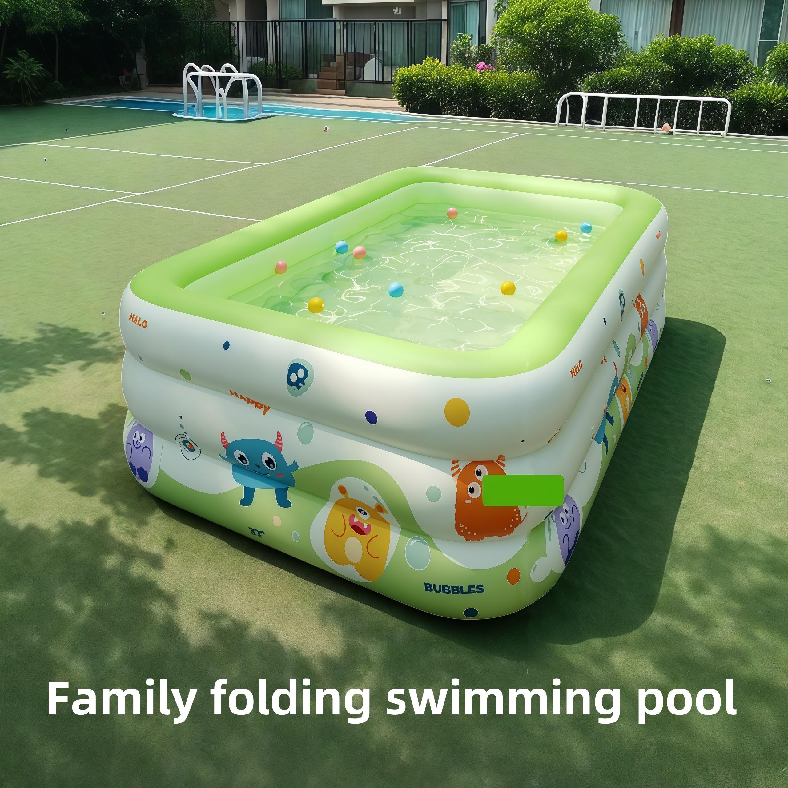 1PC, large family inflatable cartoon monster design swimming pool-durable PVC material, portable and space-saving, very suitable for family backyard summer entertainment, inflatable swimming pool.