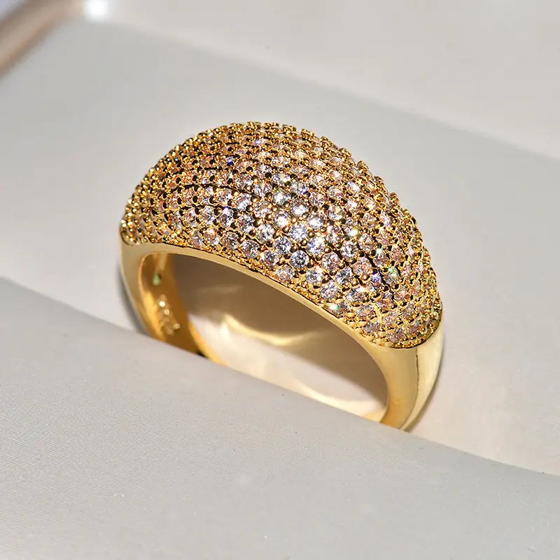 Women's 14K Gold Plated Pave Artificial Gemstone Smart Ring Cover - Trendy Fitness Jewelry Accessory