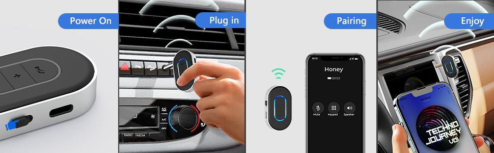 Bluetooth Audio Receiver, 1 count Wireless FM Transmitter, Car Bluetooth Transmitter, AUX Input Bluetooth Sound Adapter For Car