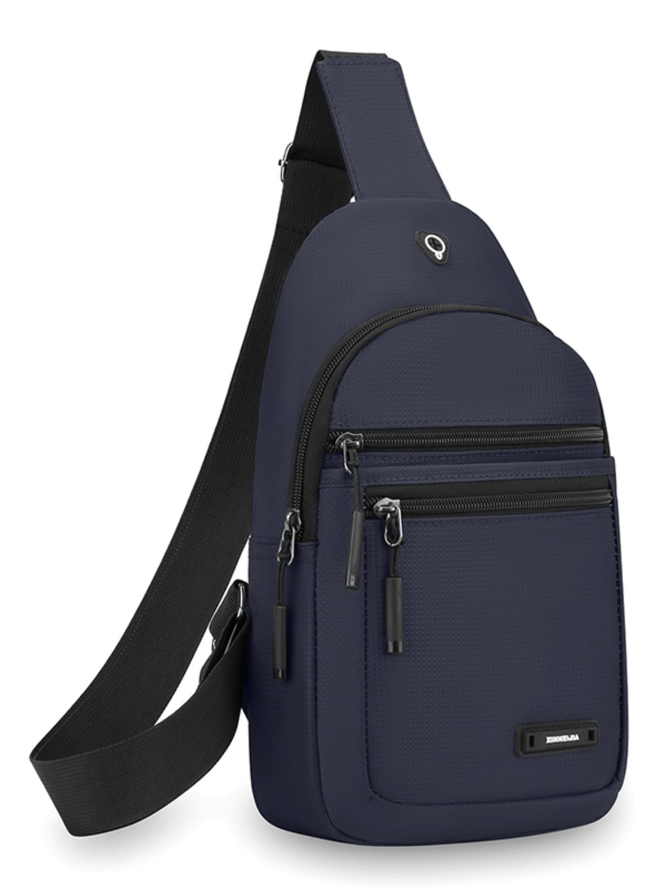 Men's Casual Nylon Chest Bag, Multi-Functional Zipper Pouch, Comfortable Outdoor Sports, Cycling, Commuting, Adjustable Strap Backpack