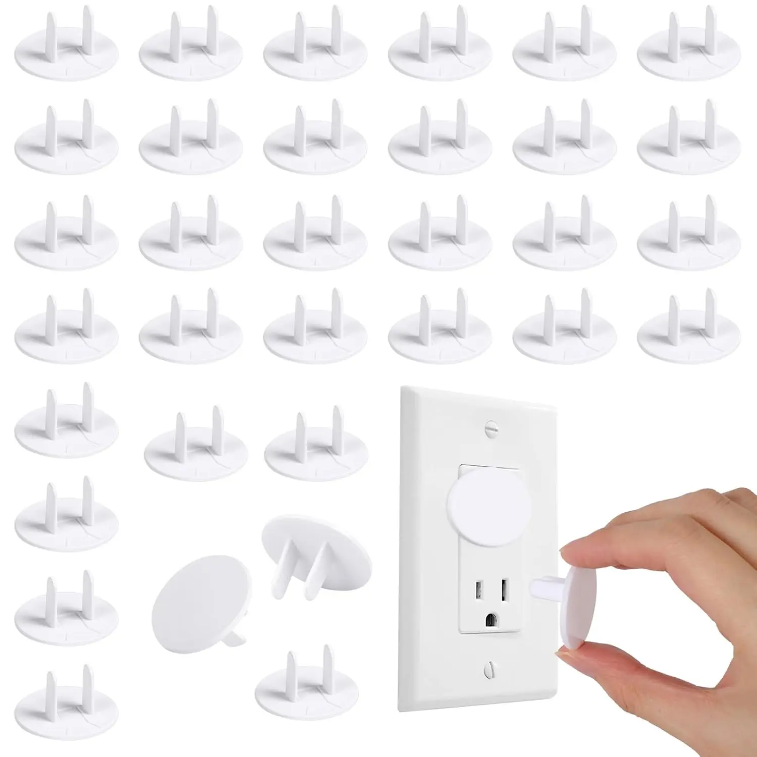 65 Pack Outlet Plug Covers, White Baby Proof Outlet Covers, Plastic Electrical Socket Covers, Easy Installation, Durable Wall Plug Covers for Home and Office