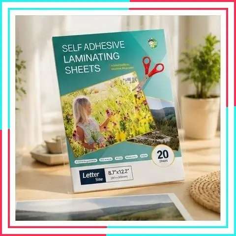 Self-Adhesive Laminating Sheets, Clear, Letter Size, 20 Pack