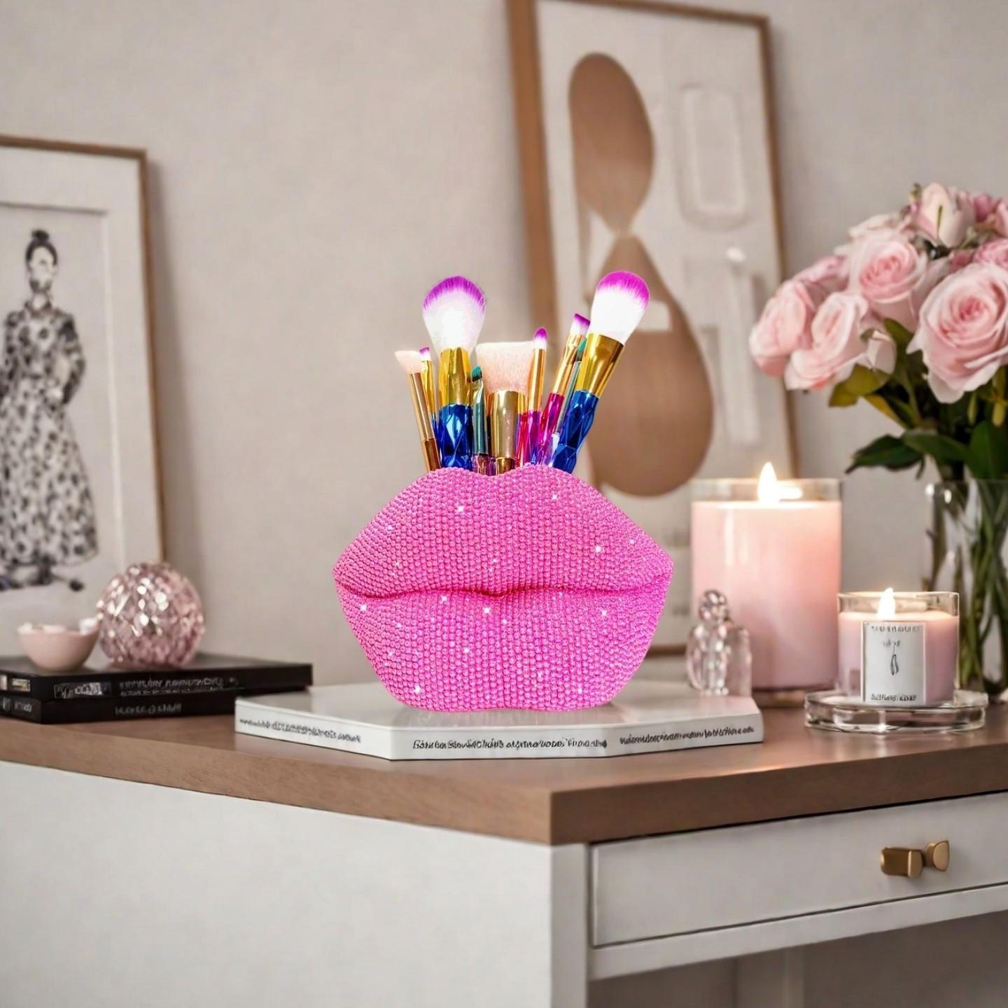 Shiny Lip Statue Ornament, Resin Craft, Perfect for Vanity, Bedroom, Bathroom, Valentine's Day, Christmas, Wedding Decor, Ideal Gift