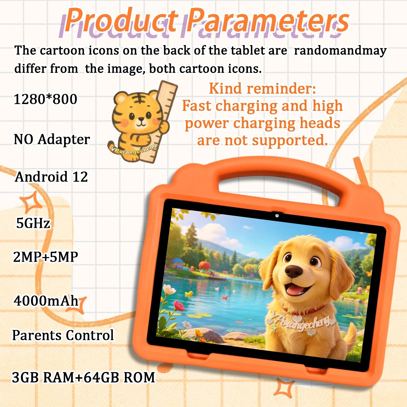 SummerFind 10.1 Inch Android Kids Educational Tablet, Childrens Tablet, 5G WiFi, HD screen with smart parental control, works with professional learning resources, comes with full EVA shockproof case, pink, perfect birthday Christmas gift for children