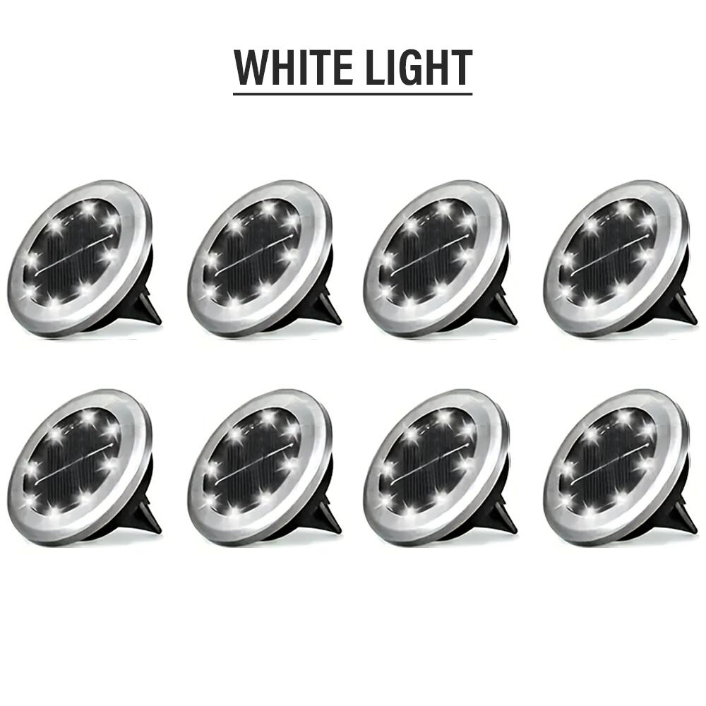 4/8/12-pack Solar 8LED Ground Lights - Solar outdoor step lights, IP65 path lights, garden lights, Outdoor Waterproof Lights, for steps, paths, lawns, and landscape lighting outdoors - Warm white/cool white options available