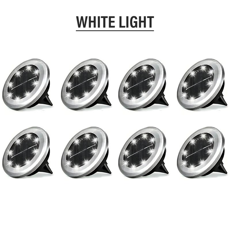 4/8/12-pack Solar 8LED Ground Lights - Solar outdoor step lights, IP65 path lights, Solar garden lights, for steps, paths, lawns, and decorative landscape lighting outdoors - Warm white/cool white color temperature options available