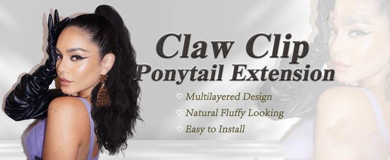 Curly Wavy Ponytail Extension 18 Inch Long Pony Tail Claw Clip Hair Extensions Fluffy Natural Looking Hair Piece Synthetic Hairpiece for Women Girls Party Daily Use Brown with Blonde Highlights Wave Wig Clip Hair Extensions