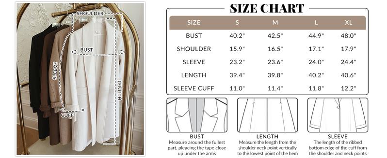 Ommig Women's Long Cardigan Wool Coat Open Front Pockets Warm Lapel Jacket Coat Fall Outerwear