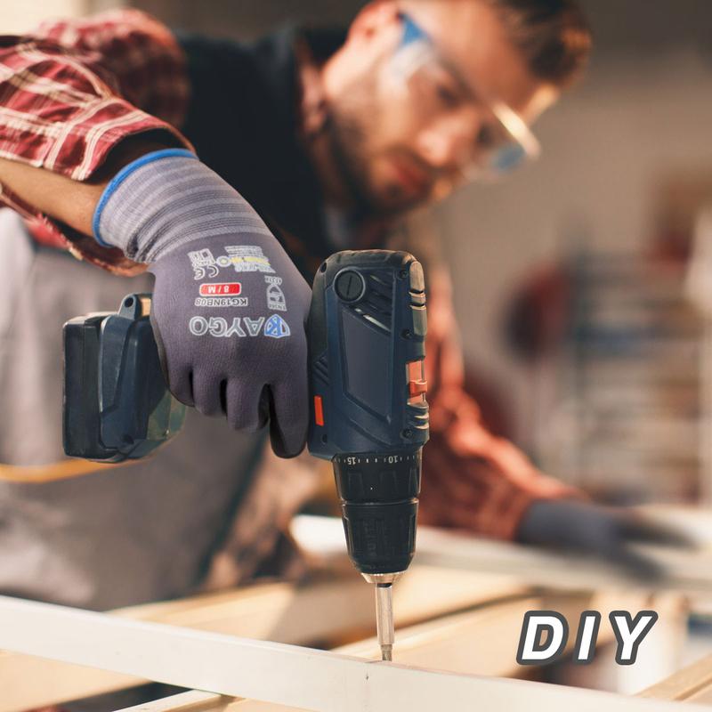 KAYGO Work Gloves MicroFoam Nitrile Coated KG19NB, Seamless Knit Nylon Safety Work Gloves with Micro Dots on palm, Ideal for General Purpose, Automotive, Home Improvement, Painting Protector