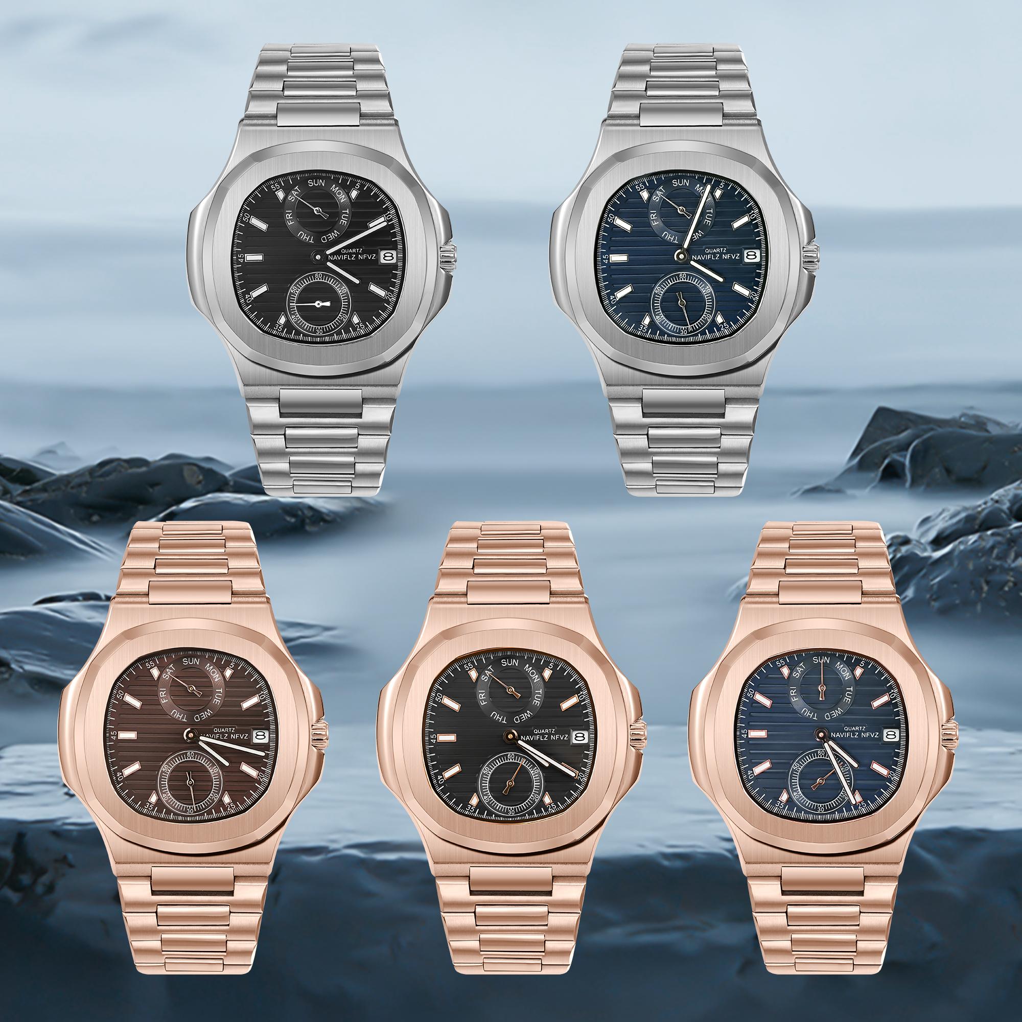 NAVIFLZ NFVZ  Luxury Men Wristwatch Business Waterproof Luminous Date Man Watch Stainless Steel Men's Quartz Watches Relogio Masculino