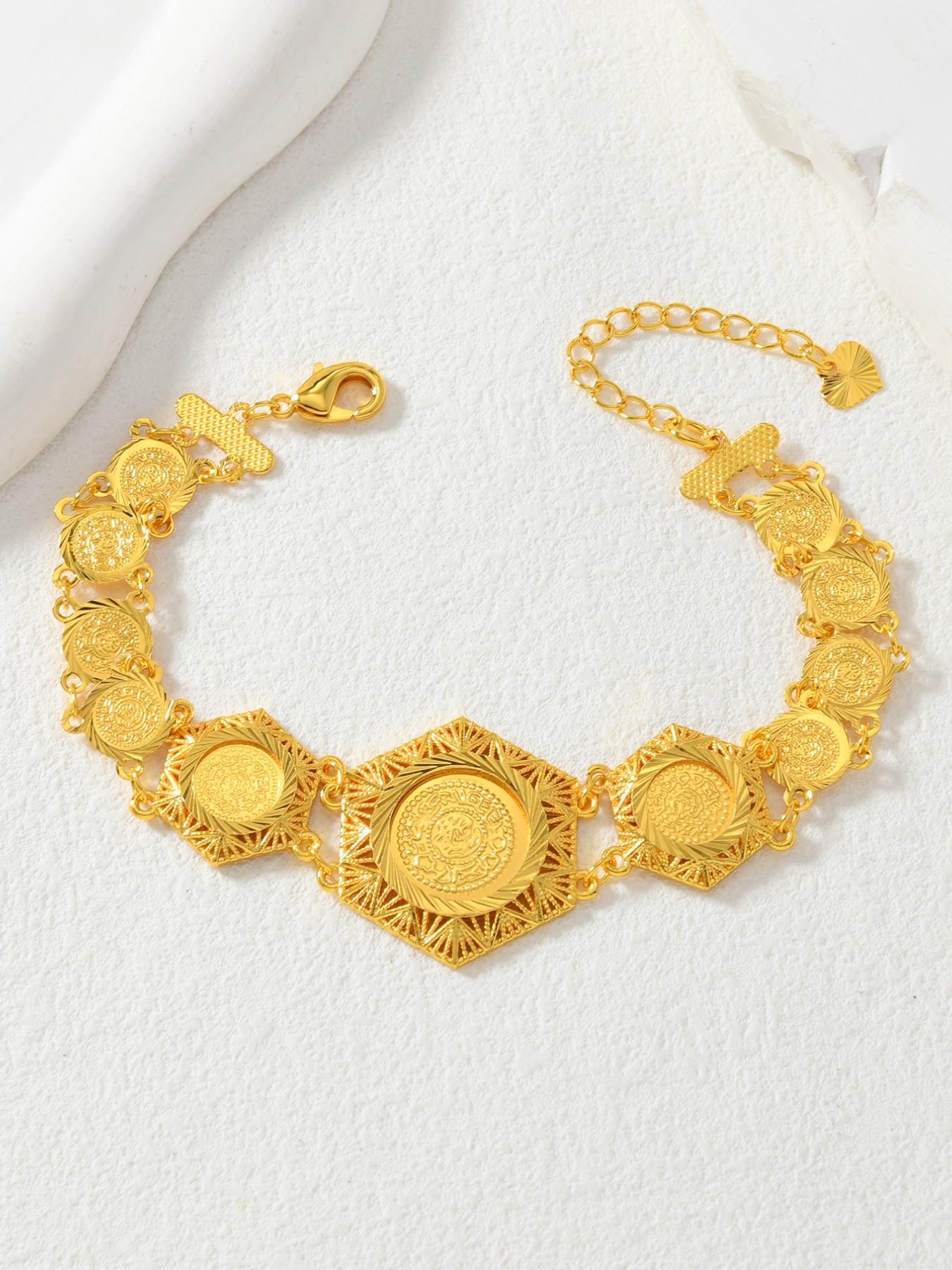 24k Copper Bracelet, Multilayer Hollow Out Design, Vintage Ethnic Style, Women's Jewelry for Ramadan Banquet Accessories