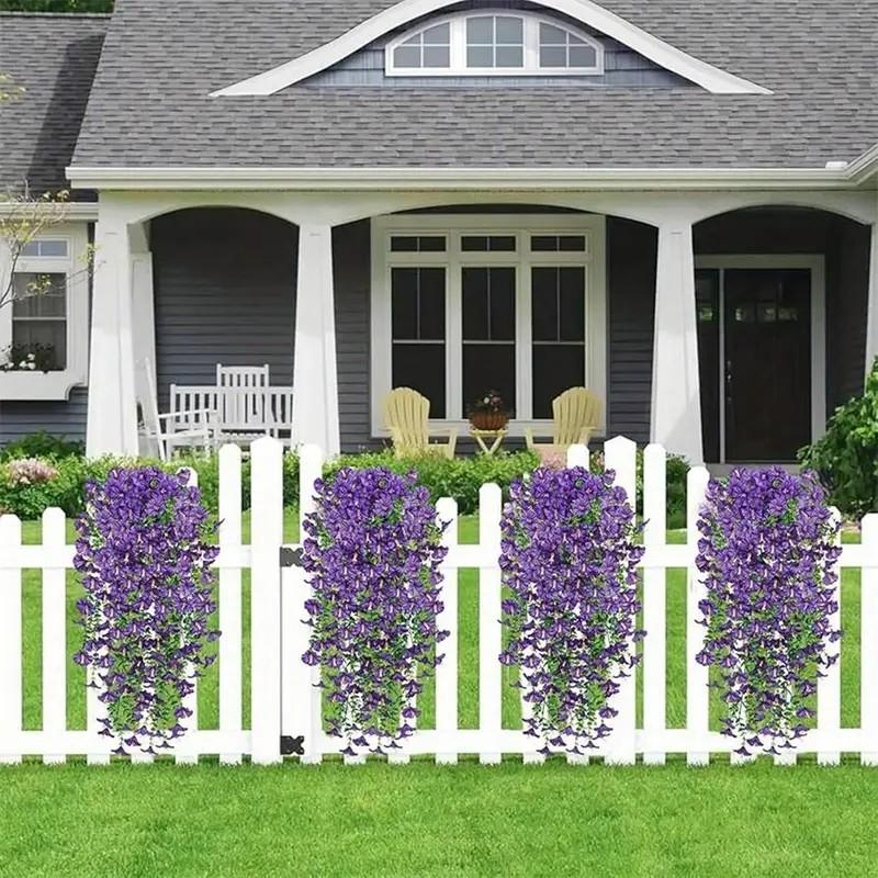 4pcs Artificial Colorful Flowers, UV-Resistant Morning Glory, Eucalyptus Vine, Festival Decor, Graduation Decor, Indoor Outdoor Decor