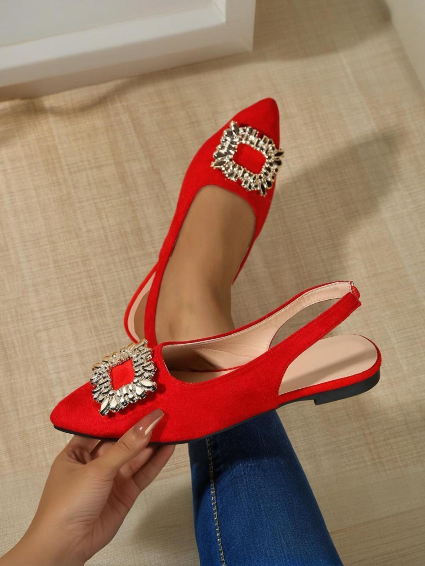 Women's Fashionable Pointed Toe Flat Shoes, Metal Buckle Decor, Slip-On Casual Sneakers, Perfect for Dresses & Pants