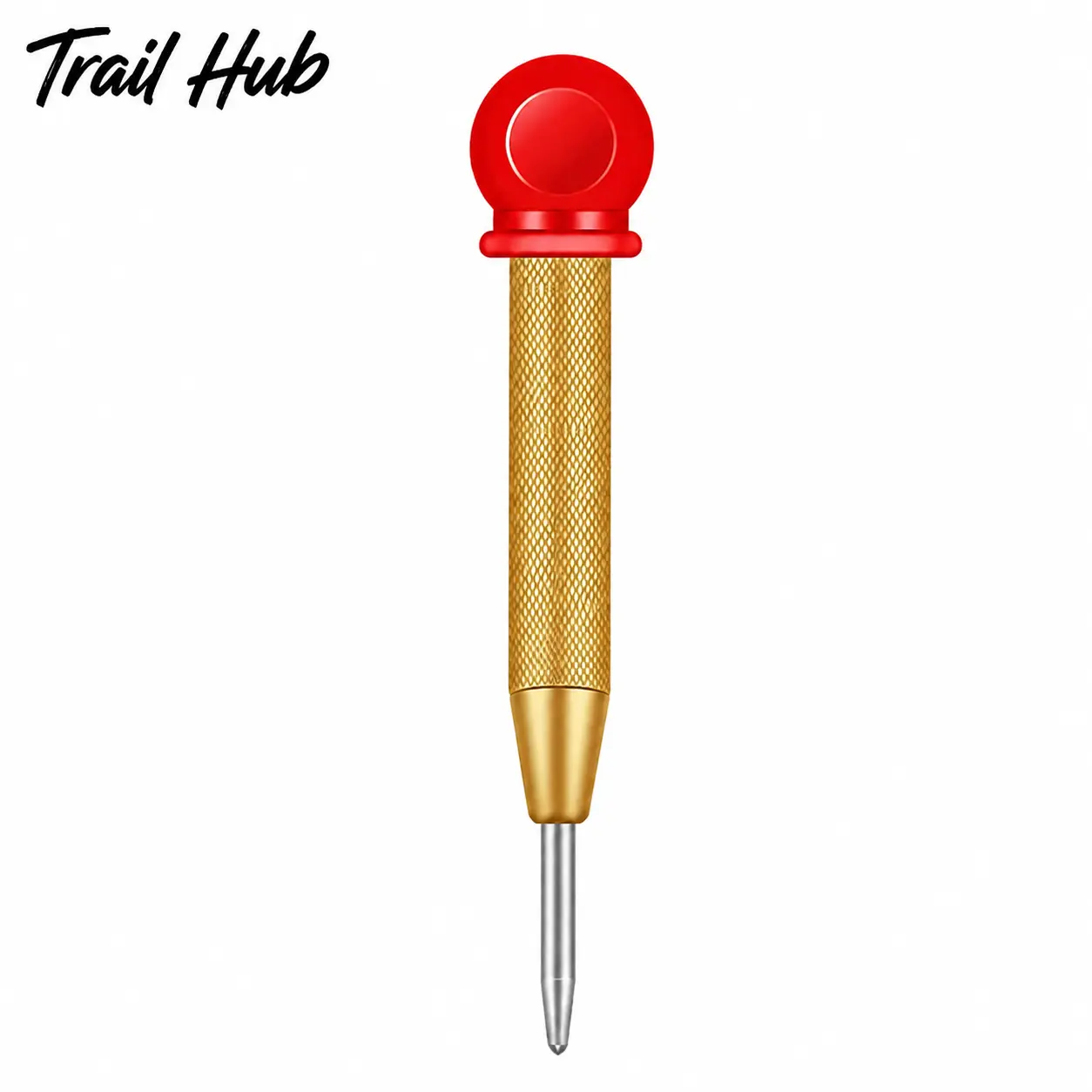 Professional Precision Center Punch with Protective Cap for Reliable Marking on Metal, Wood, and Hard Surfaces — Ergonomic Spring-Loaded Hand Tool Designed for DIY Enthusiasts, Machinists, Carpenters, and Workshop Layout Accuracy