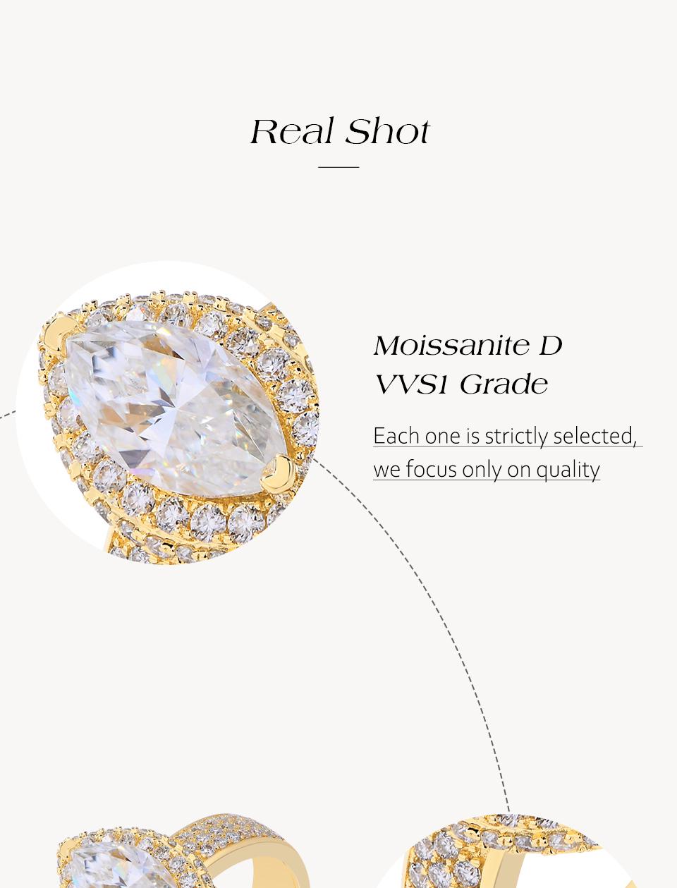 2CT Marquise Cut D Color VVS1 Synthetic Moissanite Ring for Women daily Wear Special Gift R184
