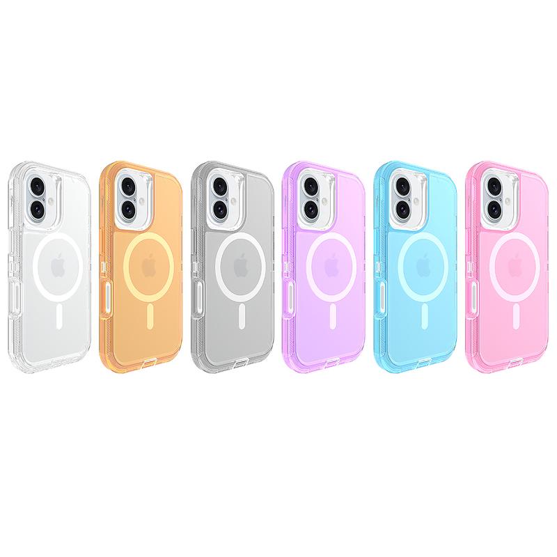 For iPhone 17 Air 16 15 Pro Max 14 Case, Compatible with MagSafe, Heavy Duty Shockproof Protection Phone Case, Anti-Drop, Dual Layer Transparent Magnetic Phone Case Cover