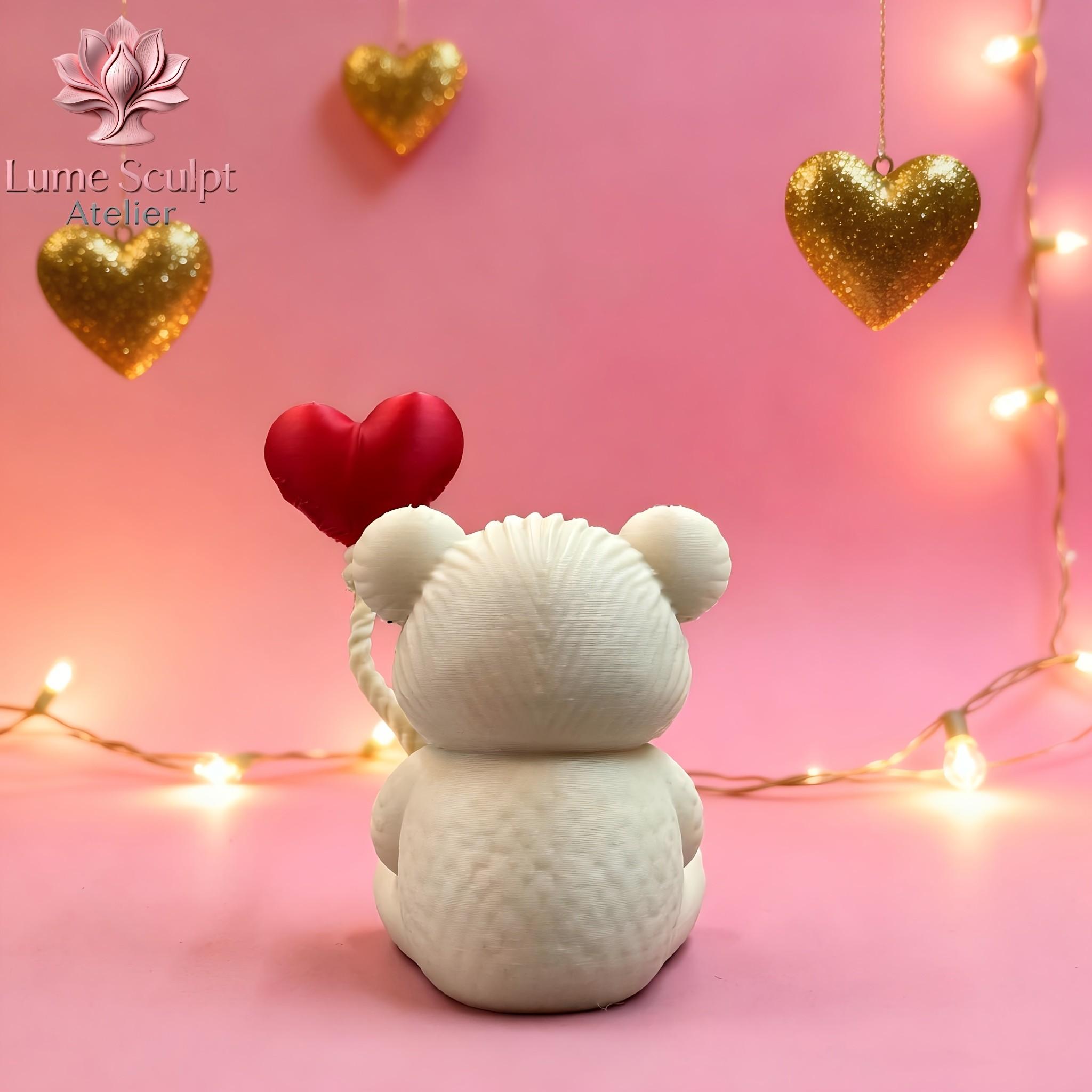 Handheld Heart Balloon Teddy Bear Decoration, Collectible Figurine, Home Room Bookshelf Decor, Desktop Ornament, Cute Art Sculpture